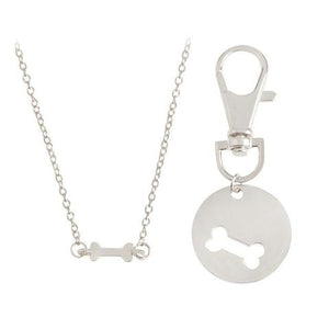 Dog Bone Best Friends Charm Necklace Keychain - 2pcs/set